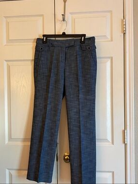 Gray Textured Straight-Leg Dress Pants